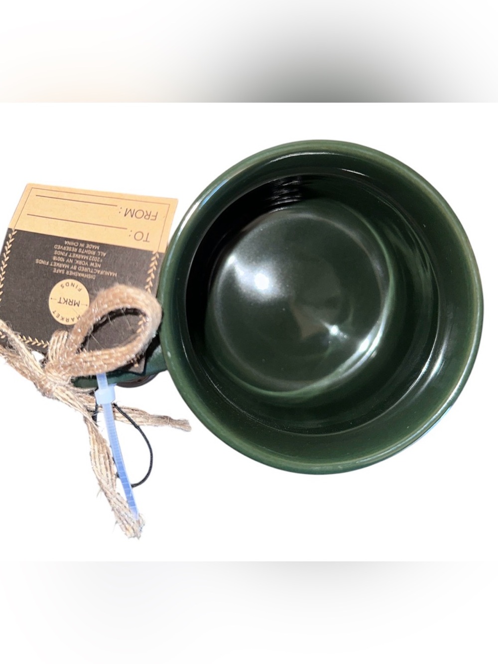 20oz Ceramic Green Plant-Emblem Coffee Mug with Cactus Charm - Picture 3 of 3